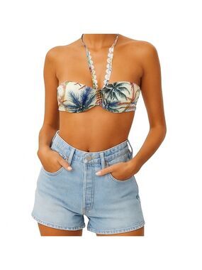 Everyday Sunday Montreal beige palm print underwire balconette bikini M